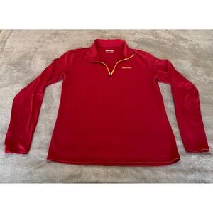Marmot Mens Medium Red Yellow Quarter Zip‎ Performance Pullover Long Sleeve Top